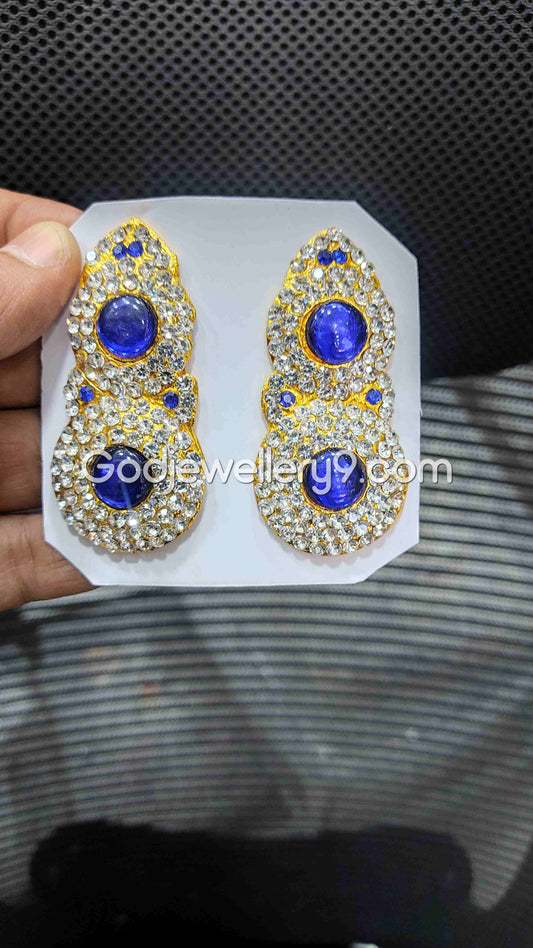 Deity Blue Earrings For Amman karna Pathakam God G7 Godjewellery9
