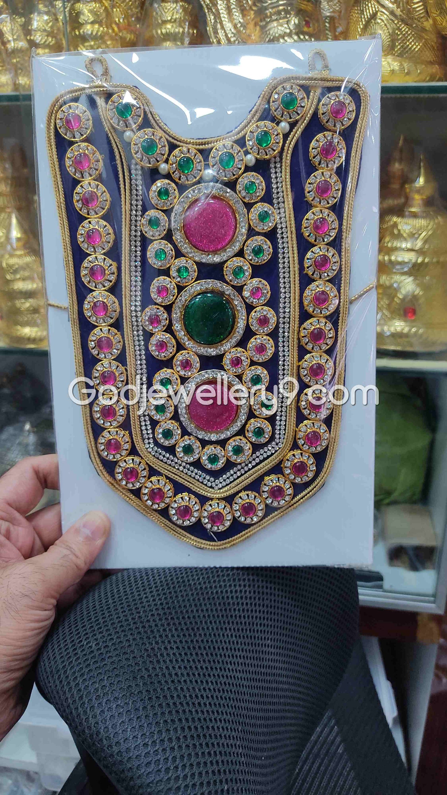 Deity Blue Long Kavasam Haram MultiColor God Necklace Jewellery godjewellery9