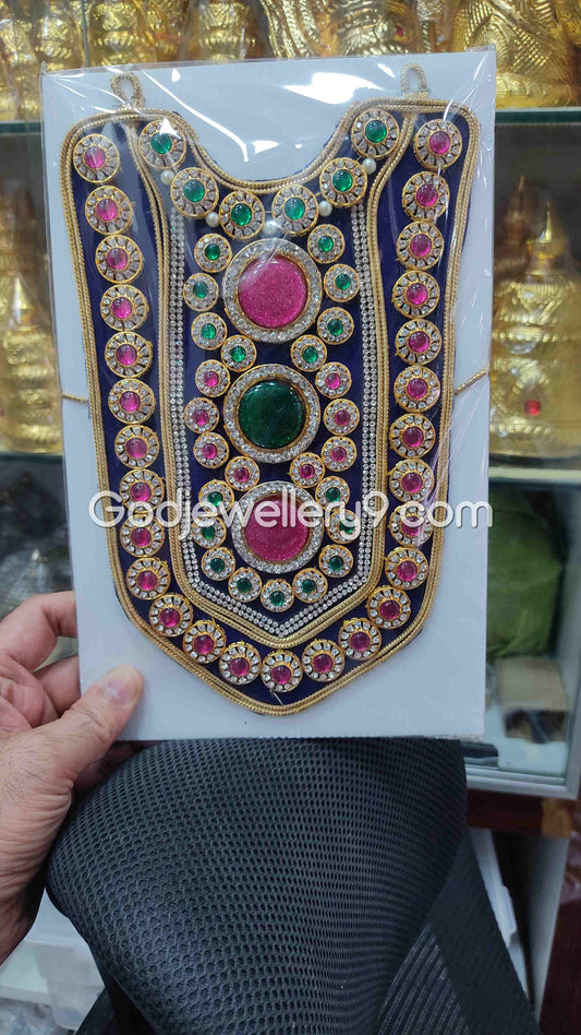 Deity Blue Long Kavasam Haram MultiColor God Necklace Jewellery godjewellery9