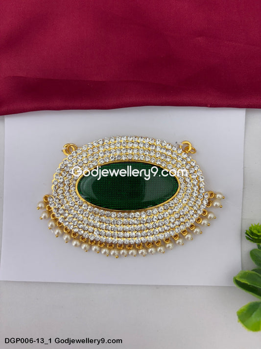 Deity Dollar Pendant Green God Jewelley For Murti Shringar Idols Temple GodJewellery9.com DGP006-13 1