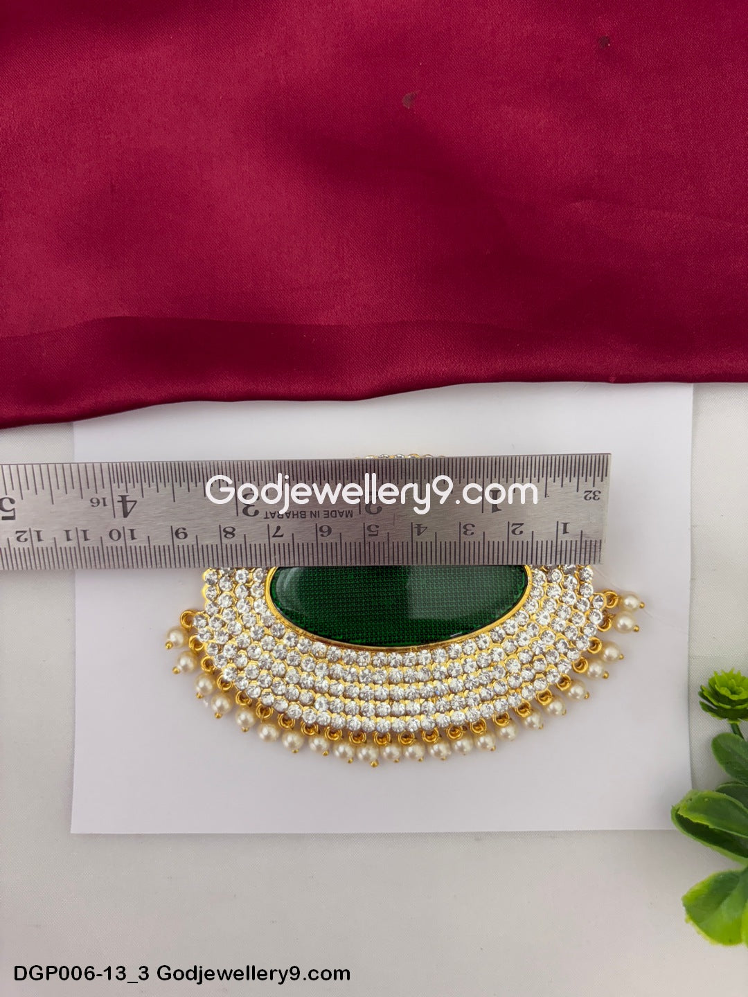 Deity Dollar Pendant Green God Jewelley For Murti Shringar Idols Temple GodJewellery9.com DGP006-13 3
