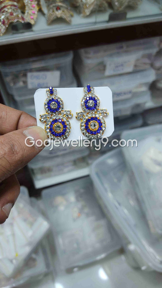 Deity God karna Pathakam Blue Earrings For Amman G17 Godjewellery9