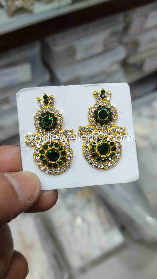 Deity God karna Pathakam Green Earrings For Amman G18 Godjewellery9