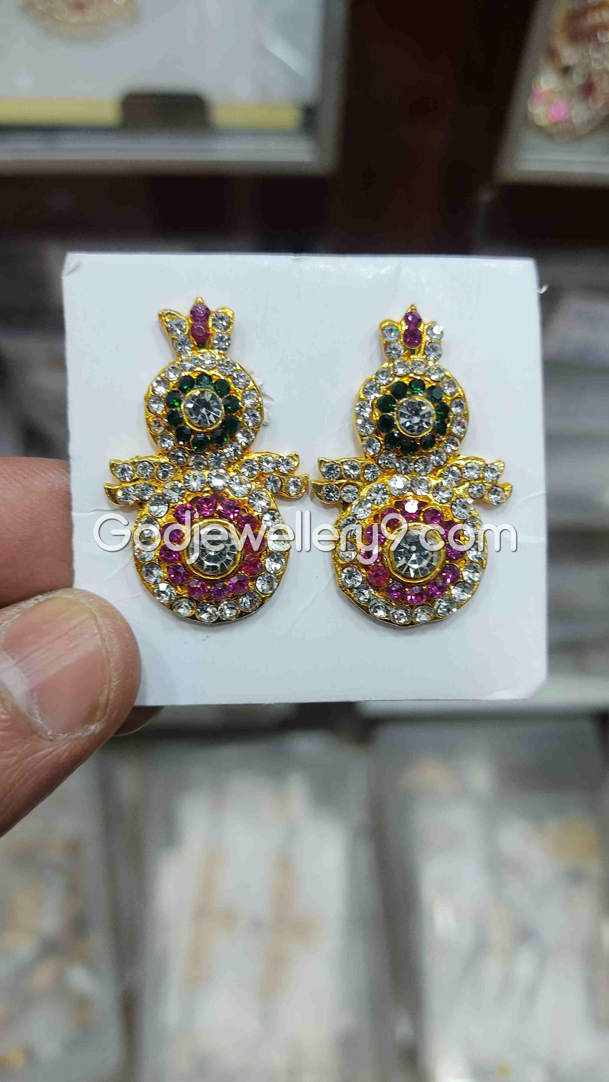 Deity God karna Pathakam Multicolor Earrings For Amman G19 Godjewellery9