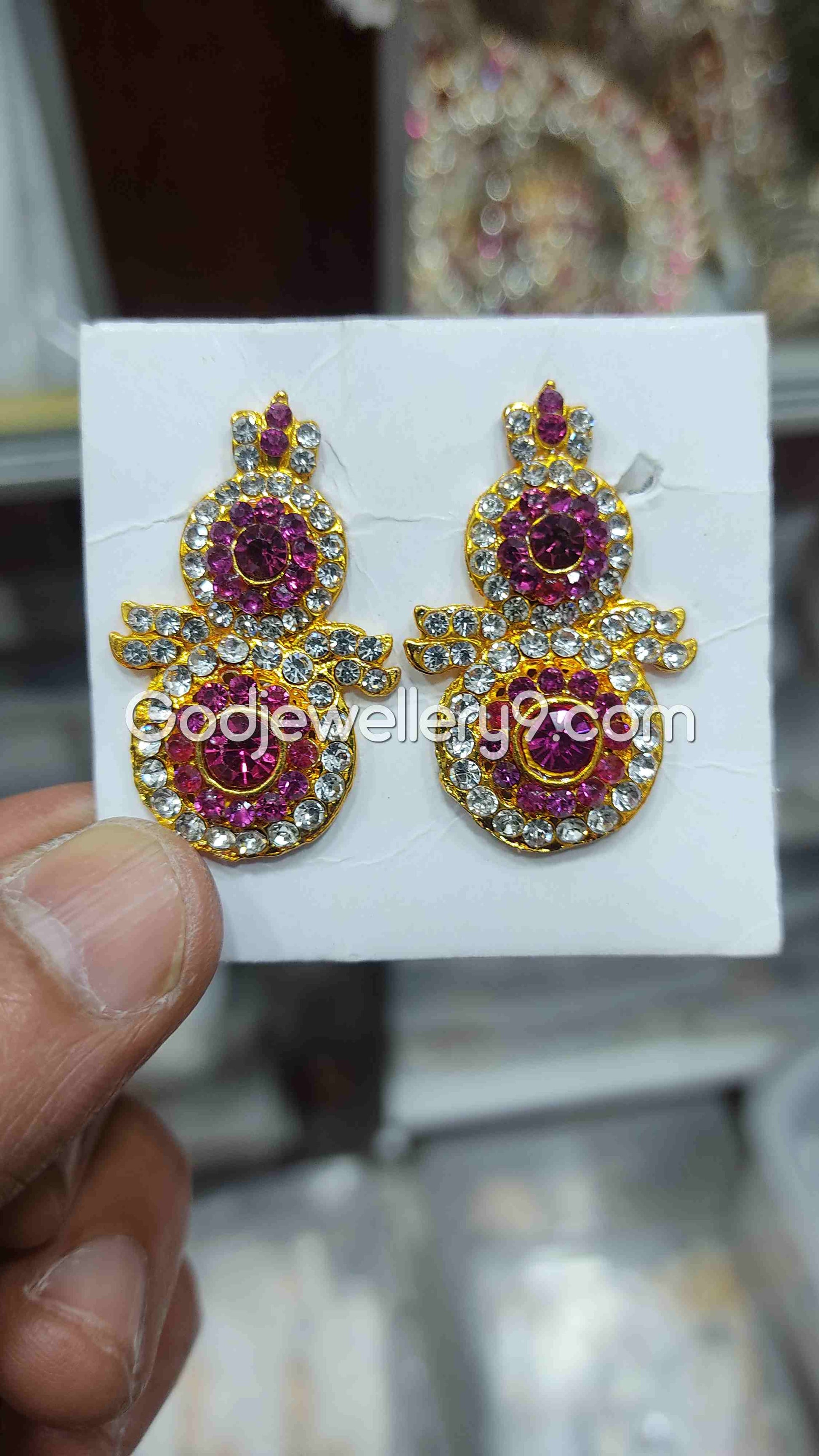 Deity God karna Pathakam Pink Earrings For Amman G20 Godjewellery9