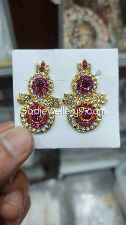Deity God karna Pathakam Pink Earrings For Amman G20 Godjewellery9
