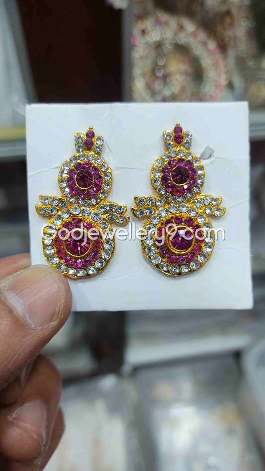 Deity God karna Pathakam Pink Earrings For Amman G20 Godjewellery9