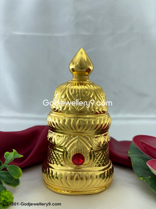 Deity Gold Plated Round Mukut Crown Kireedam For God G4 Godjewellery9.com-G91301-1301