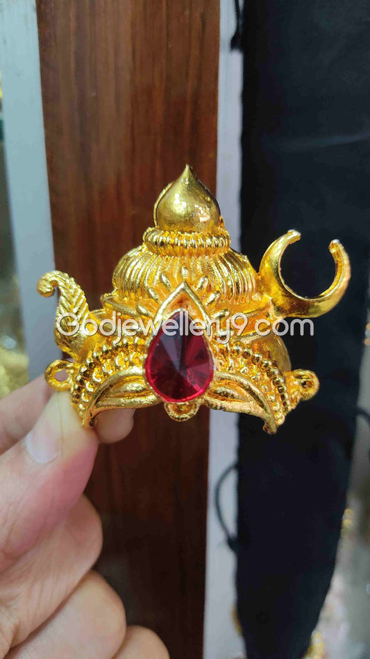 Deity Gold Plated Small Half Crown Mukut Kireetam With Moon R2 Godjewellery9