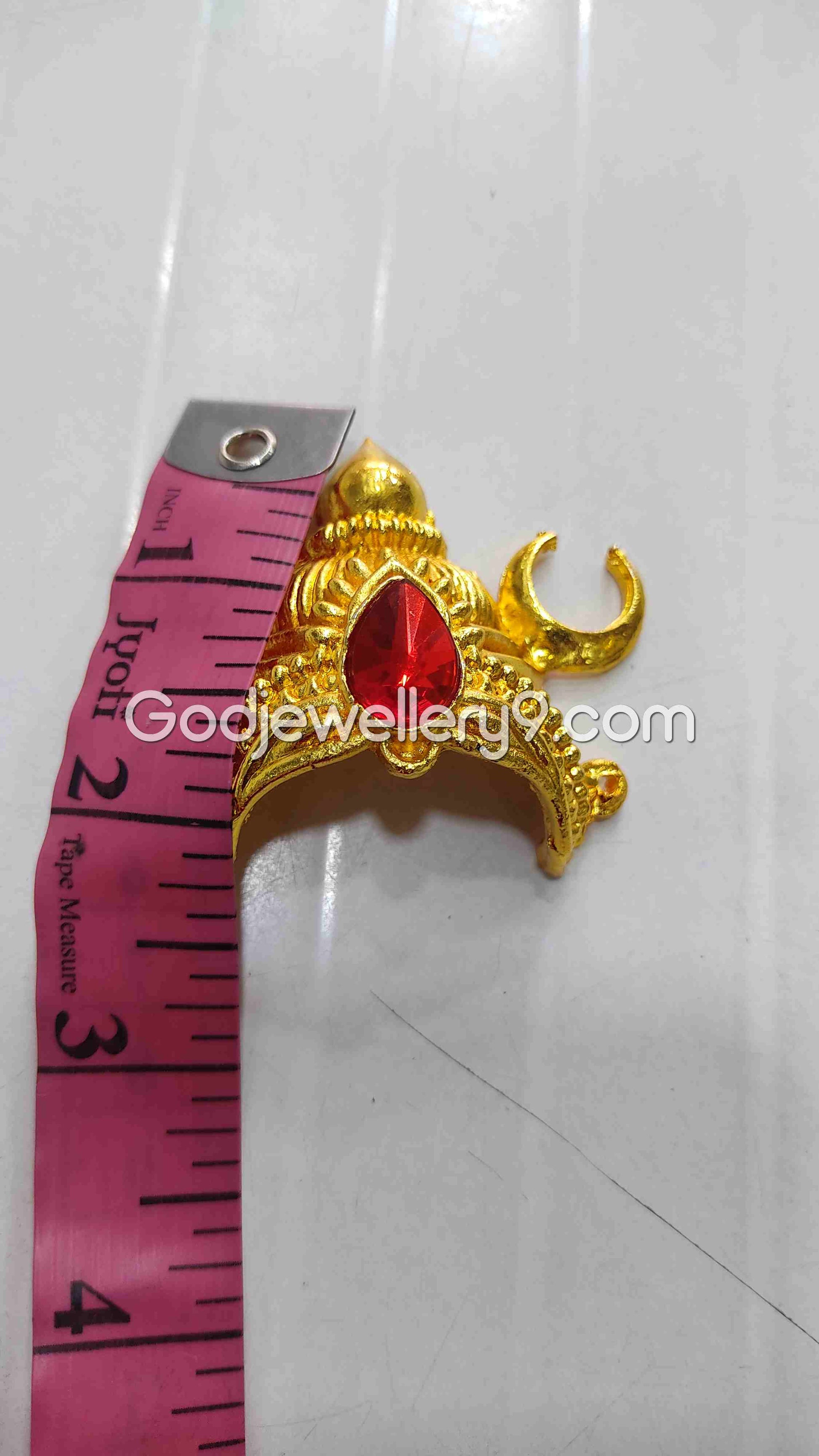 Deity Gold Plated Small Half Crown Mukut Kireetam With Moon R2 Godjewellery9 2