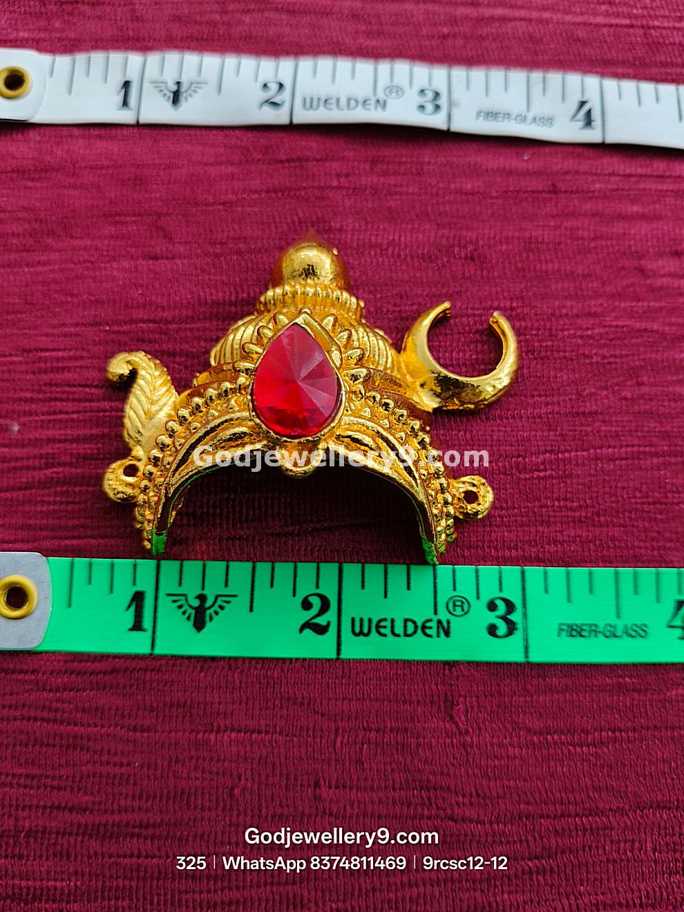 Deity Gold Plated Small Half Crown Mukut Kireetam With Moon 9rcsc12-2 godjewellery9.com