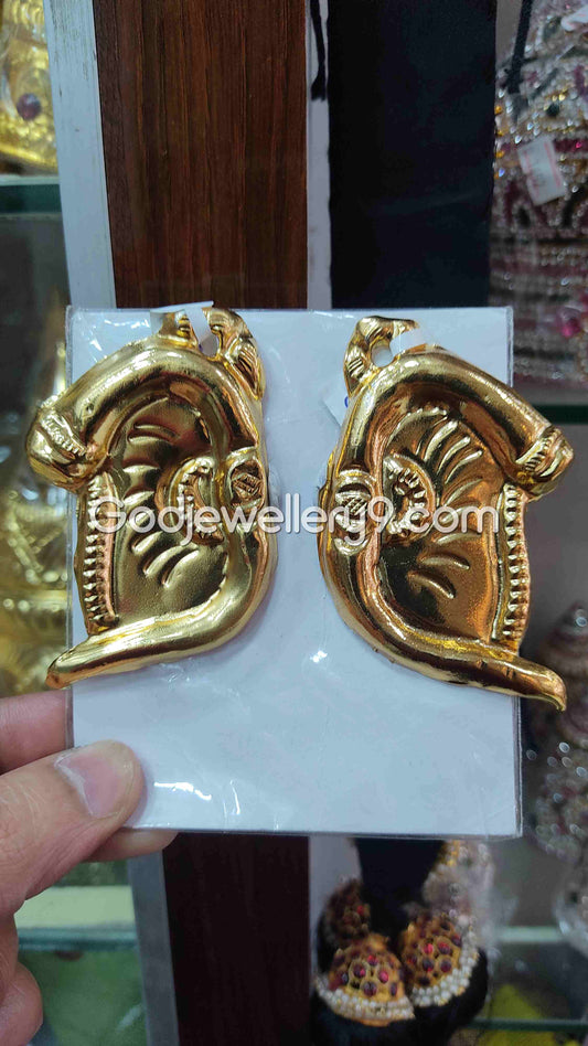 Deity Gold Polish Elephant Earrings Karna pathakam 2.5 Godjewellery9
