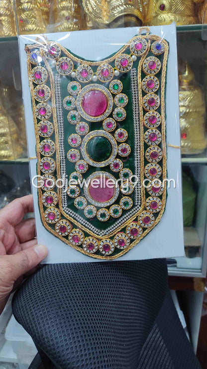 Deity Green Long Kavasam Haram MultiColor God Necklace Jewellery godjewellery9