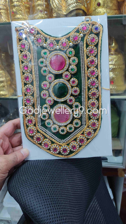 Deity Green Long Kavasam Haram MultiColor God Necklace Jewellery godjewellery9