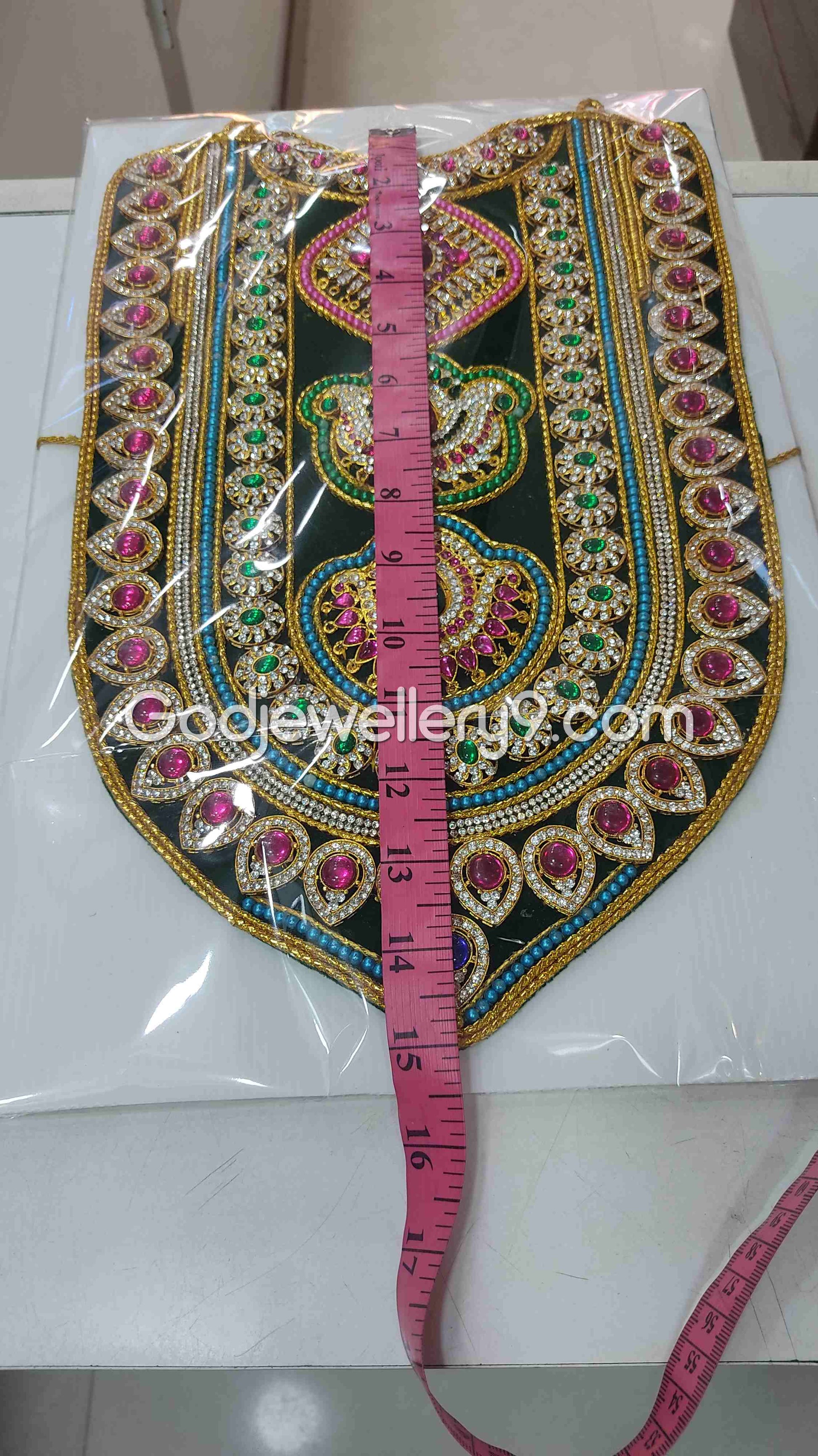Deity Green Long MultiColor Stone Necklace Haram Kavasam Jewellery 1 godjewellery9