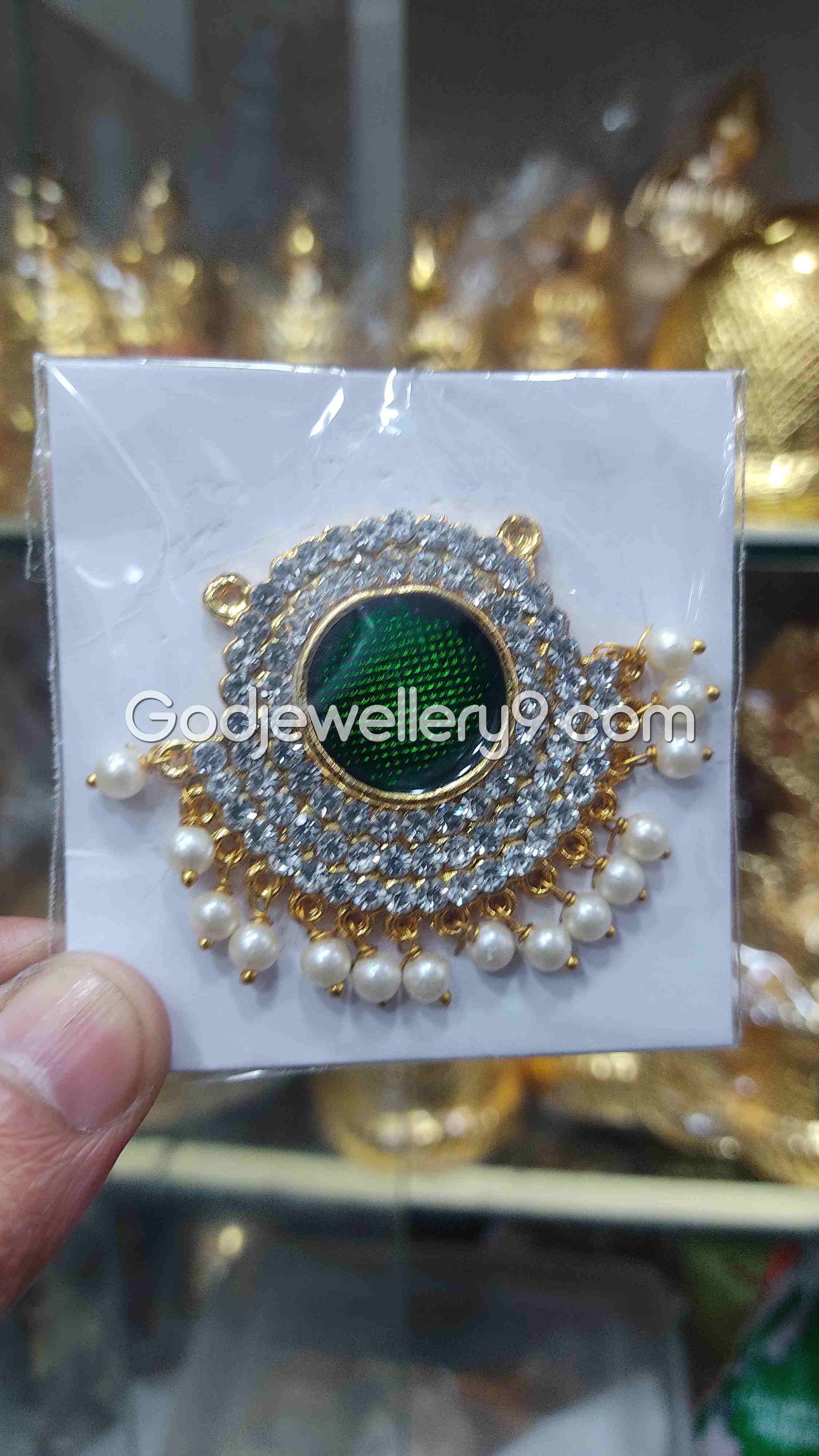 Deity Green Small B Round Dollar Pendant Pathakam For God R23 Godjewellery9