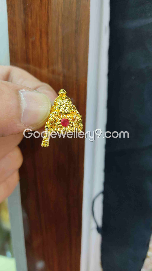 Deity Laddu Gopal Mukut Small Half Crown Gold Plated Kireetam R9 Godjewellery9