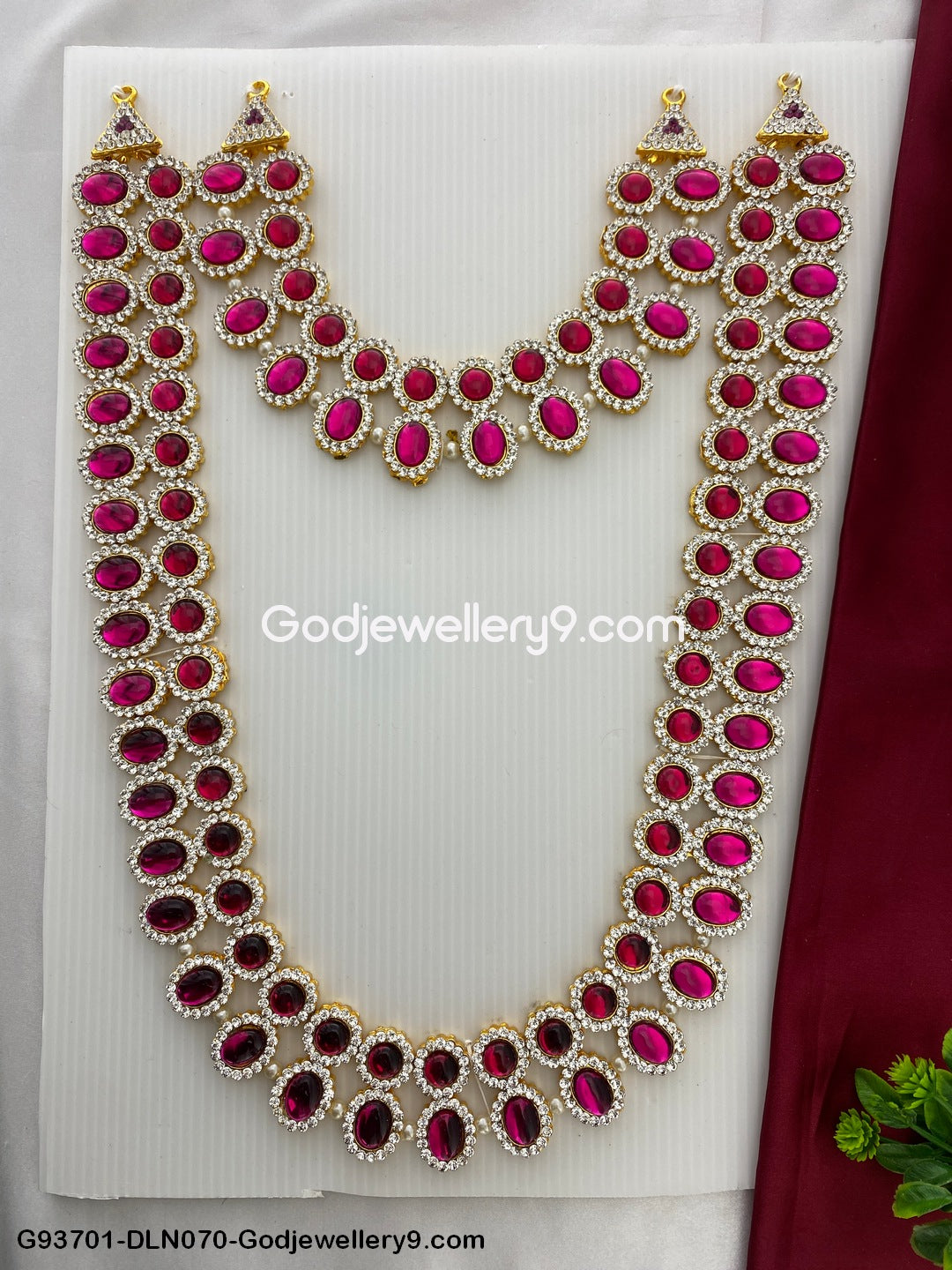 Deity Long Haram 2 Step Necklace Set for Devotional Use G93701-DLN070-Godjewellery9.com 1