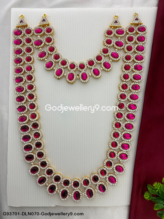 Deity Long Haram 2 Step Necklace Set for Devotional Use G93701-DLN070-Godjewellery9.com 1