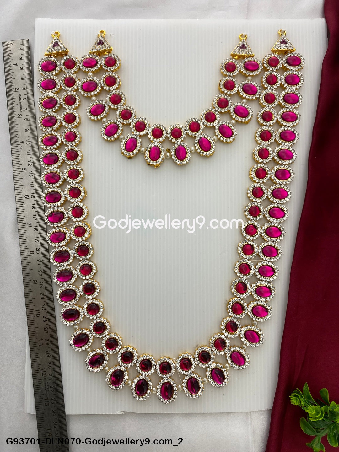 Deity Long Haram 2 Step Necklace Set for Devotional Use G93701-DLN070-Godjewellery9.com 2