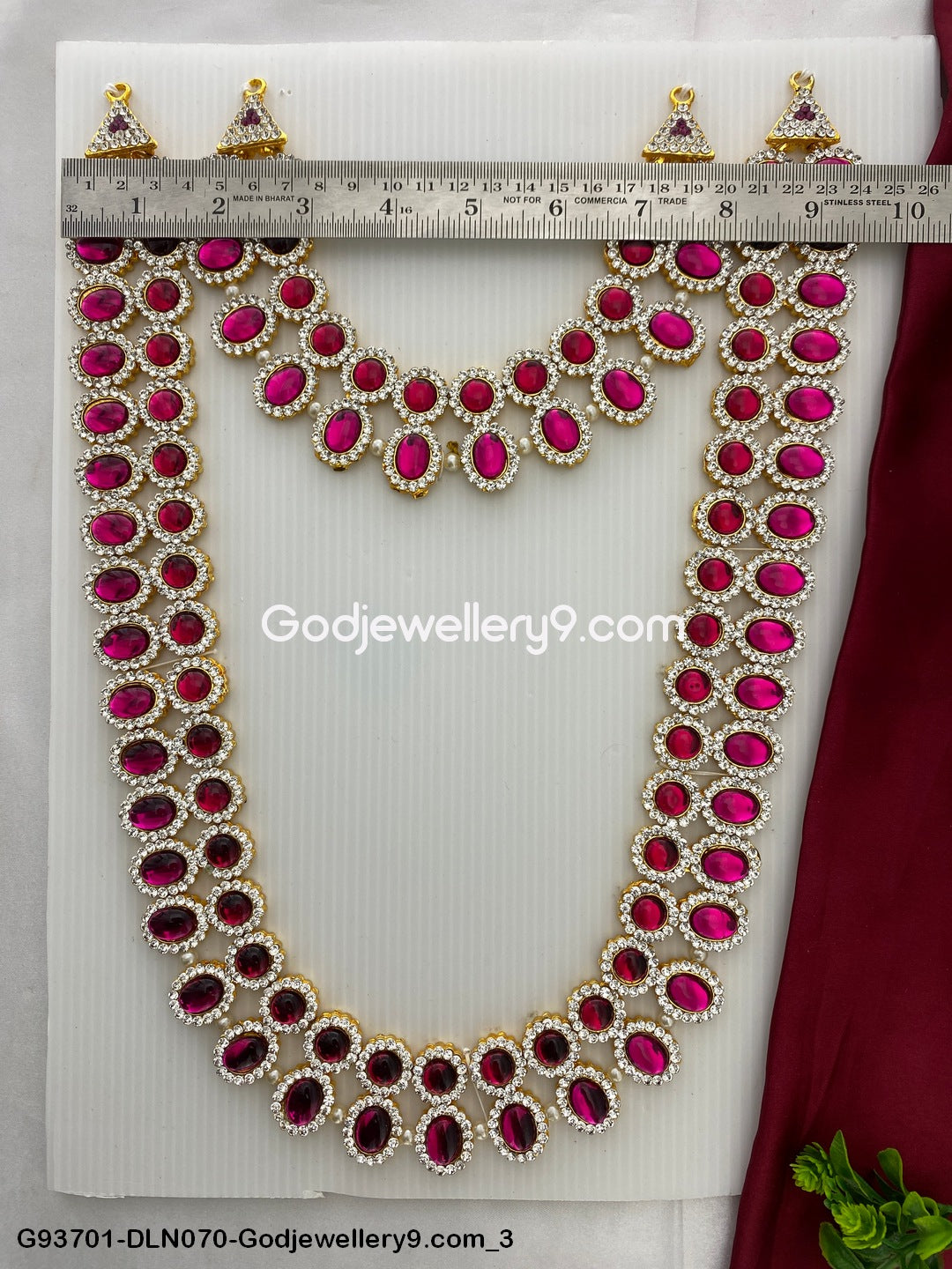 Deity Long Haram 2 Step Necklace Set for Devotional Use G93701-DLN070-Godjewellery9.com 3
