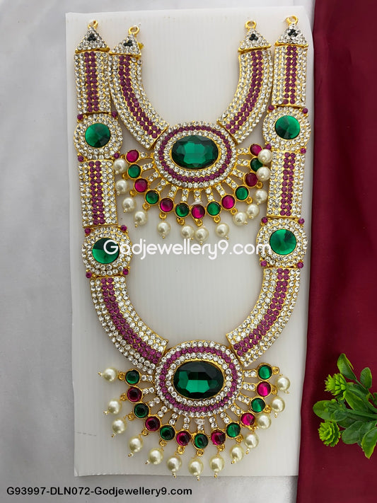 Deity Long Necklace 2 Step Alankaram Jewelry for God Statues G93997-DLN072-Godjewellery9.com 1