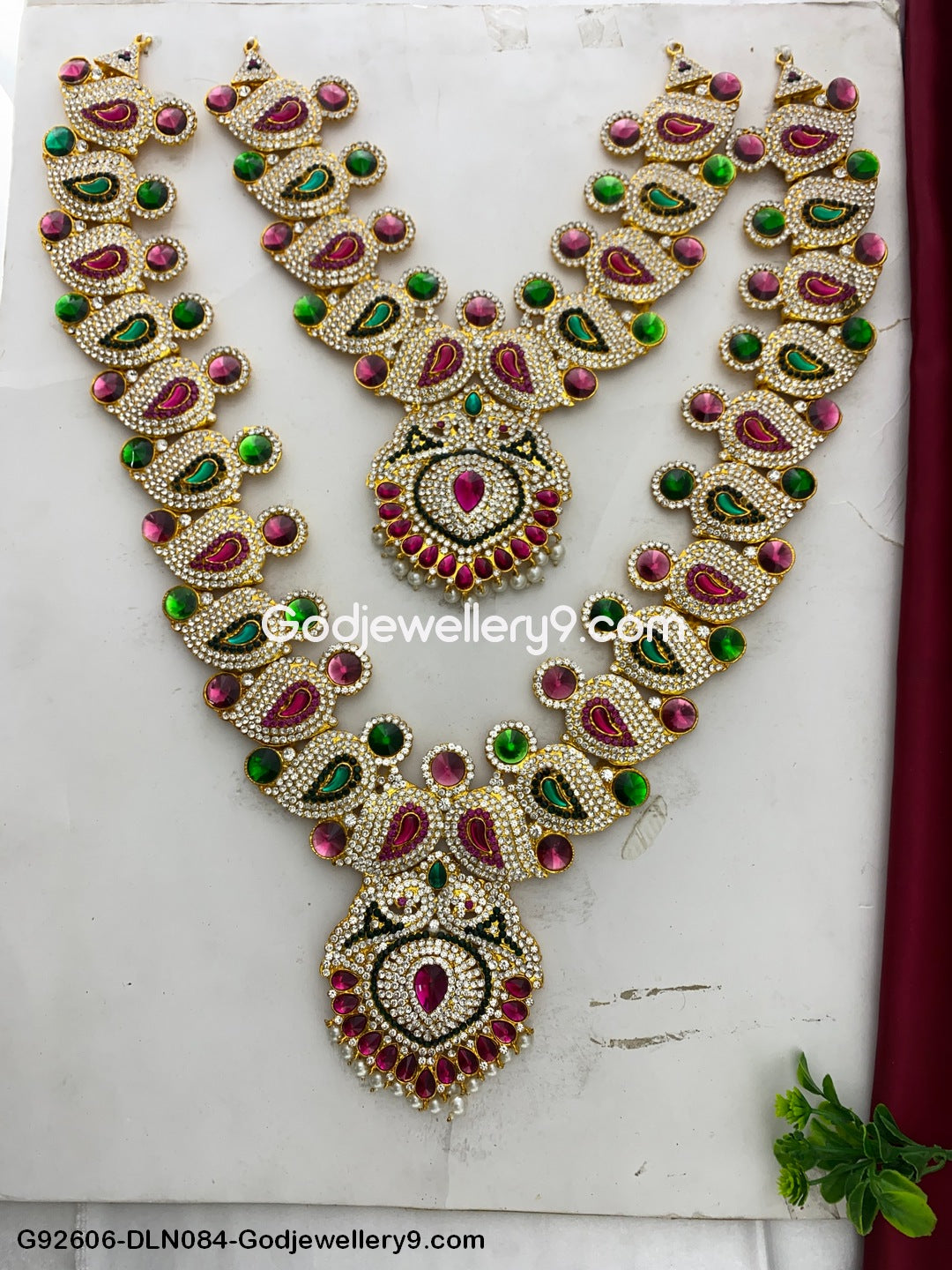 Deity Long Necklace 2 Step Amman Jewellery for God Idol Jewellery G92606-DLN084-Godjewellery9.com 1