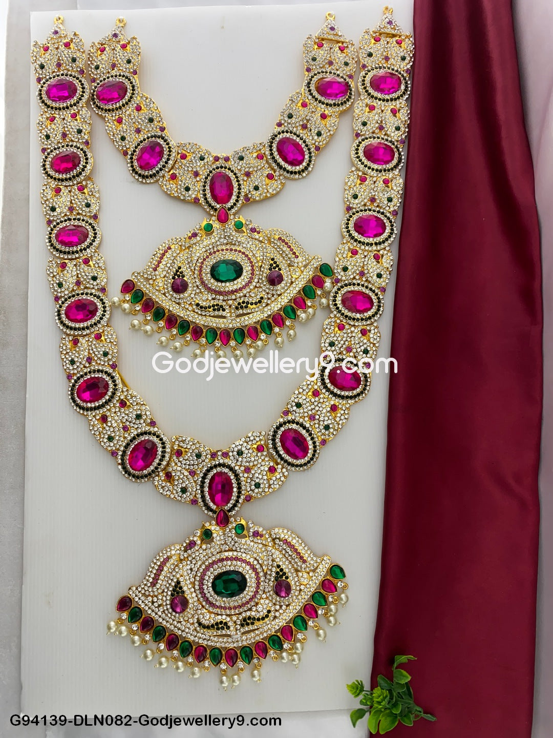 Deity Long Necklace 2 Step Decorative Jewellery for God G94139-DLN082-Godjewellery9.com 1
