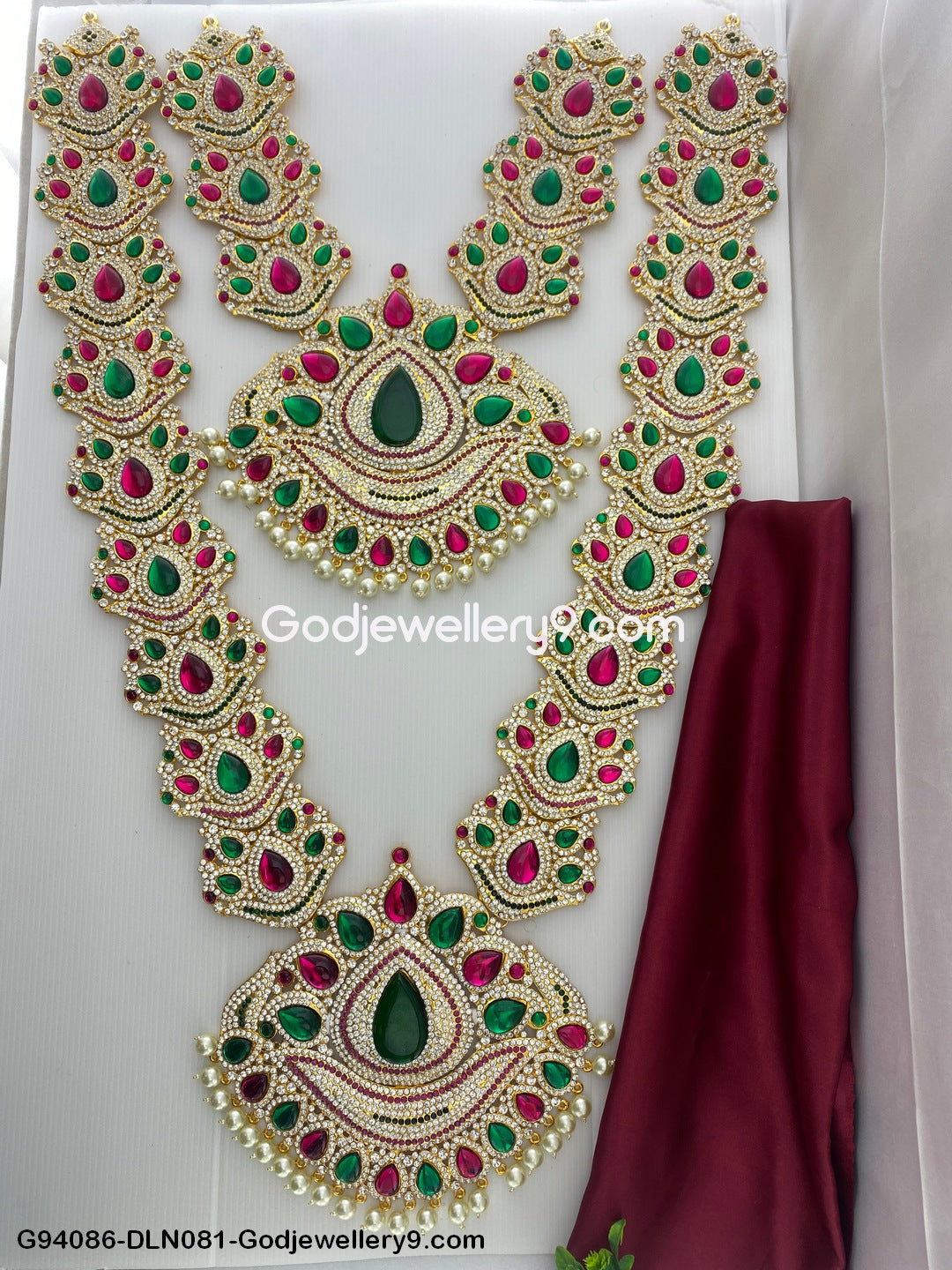 Deity Long Necklace 2 Step God Murti Jewelry for Pooja Room G94086-DLN081-Godjewellery9.com 1