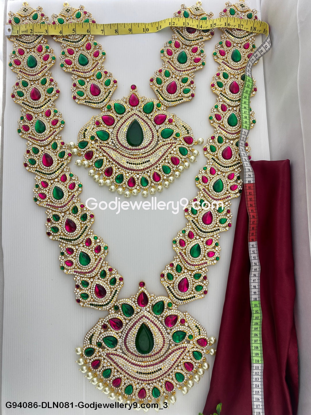 Deity Long Necklace 2 Step God Murti Jewelry for Pooja Room G94086-DLN081-Godjewellery9.com 3