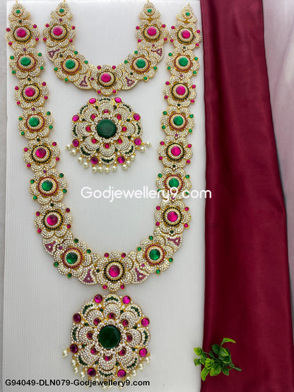 Deity Long Necklace 2 Step Gold Coated Jewellery for Swamy G94049-DLN079-Godjewellery9.com 1