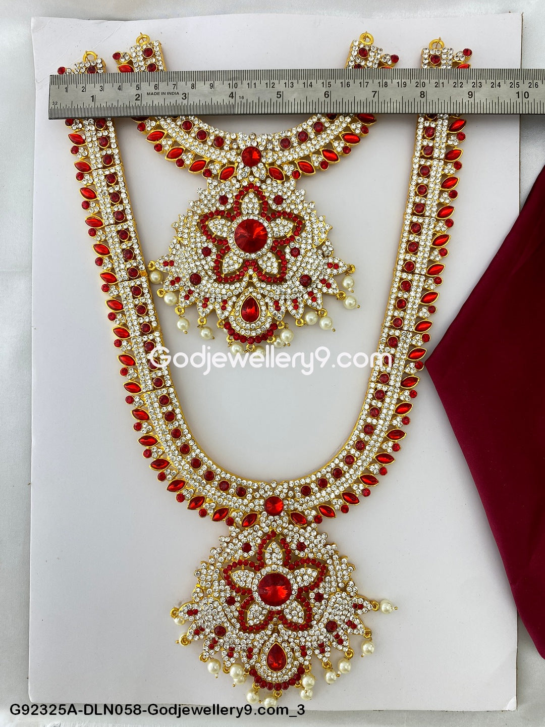 Deity Long Necklace 2 Step Gold Finish Jewellery Set G92325A-DLN058-Godjewellery9.com 3