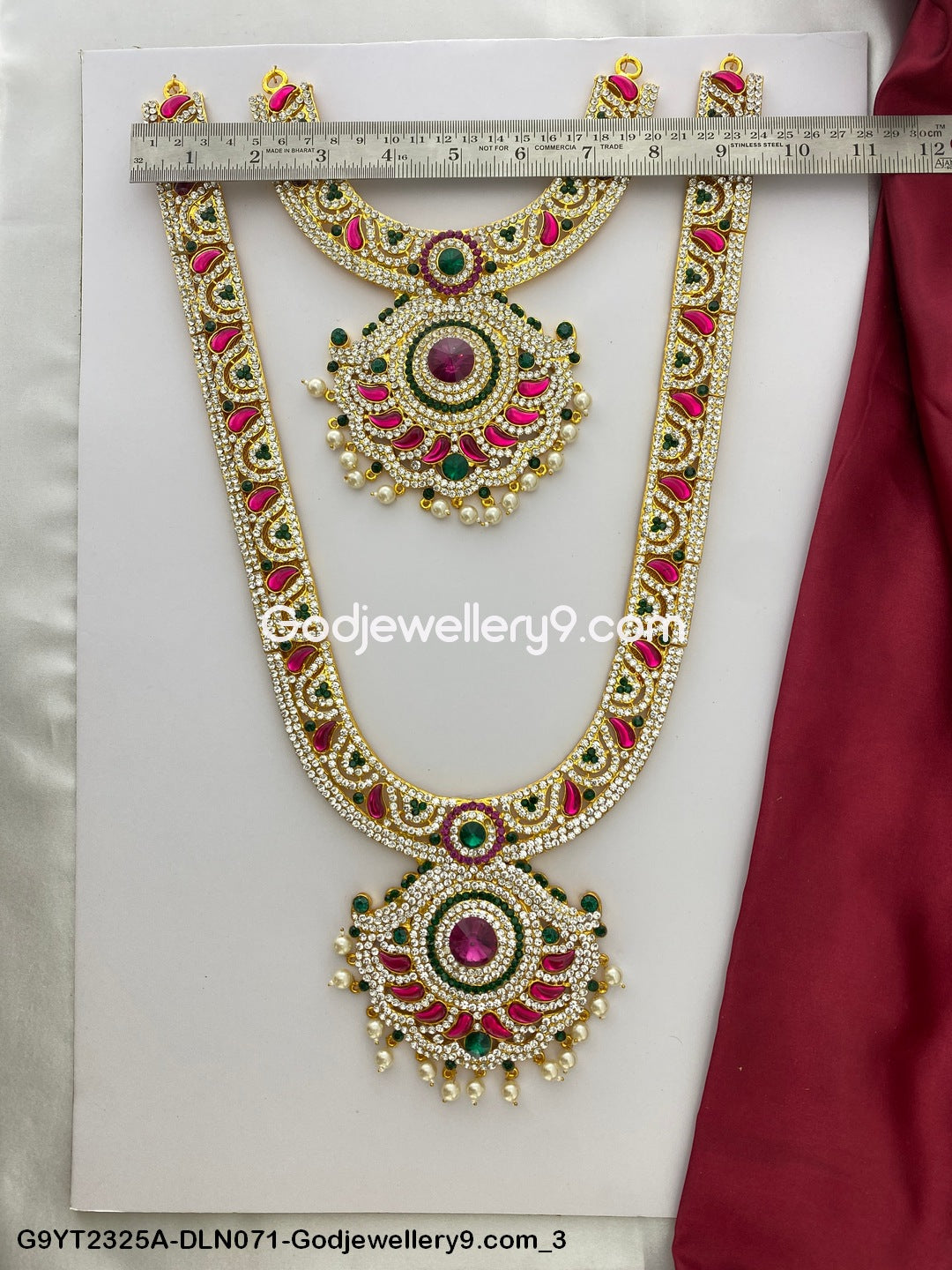 Deity Long Necklace 2 Step Gold Temple Jewellery for Pooja G9YT2325A-DLN071-Godjewellery9.com 3