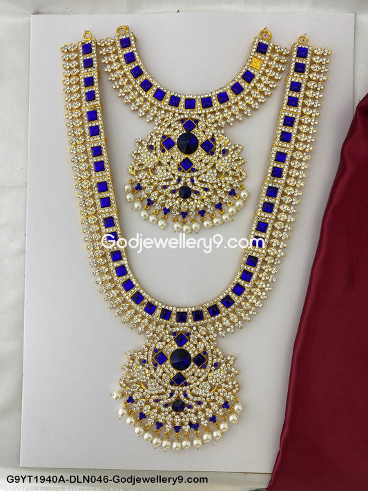 Deity Long Necklace 2 Step Haram Jewellery For Murti Shringar G9YT1940A-DLN046-Godjewellery9.com 1