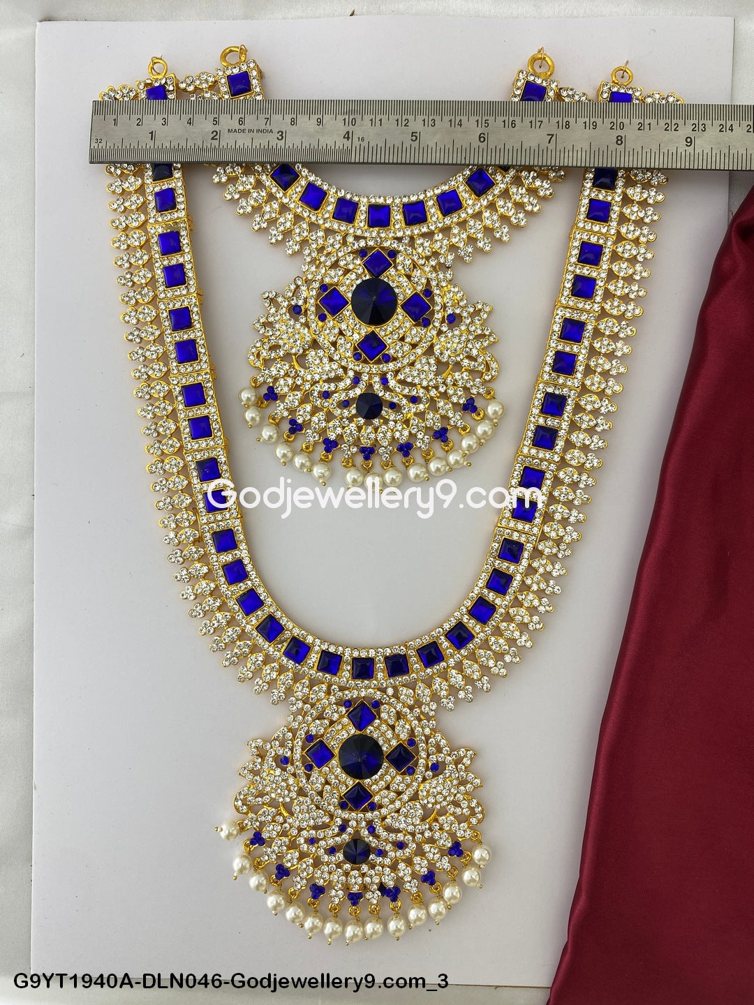 Deity Long Necklace 2 Step Haram Jewellery For Murti Shringar G9YT1940A-DLN046-Godjewellery9.com 3