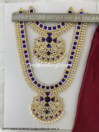 Deity Long Necklace 2 Step Haram Jewellery For Murti Shringar G9YT1940A-DLN046-Godjewellery9.com 3