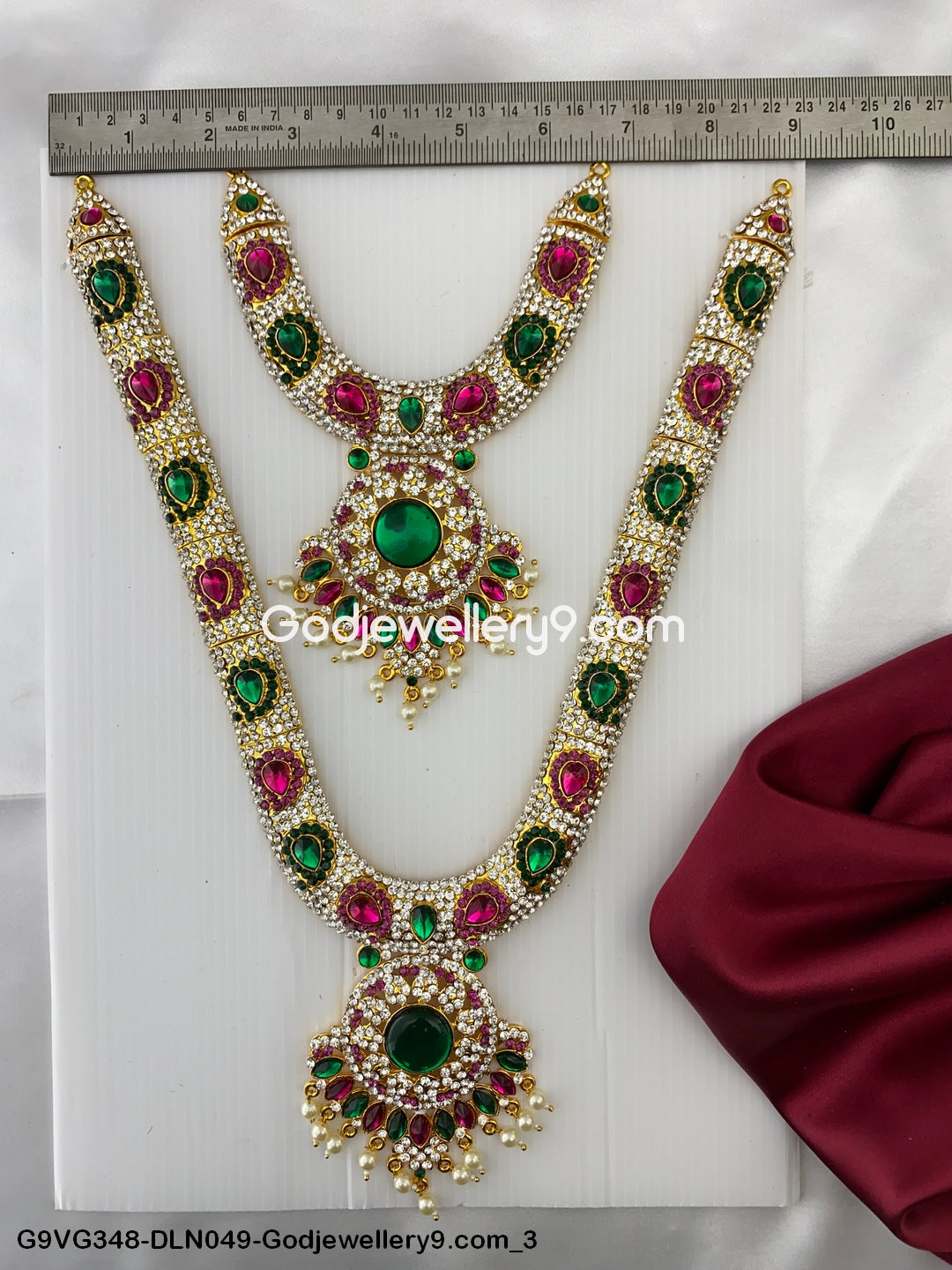 Deity Long Necklace 2 Step Haram for Swamy Alankaram G9VG348-DLN049-Godjewellery9.com 3