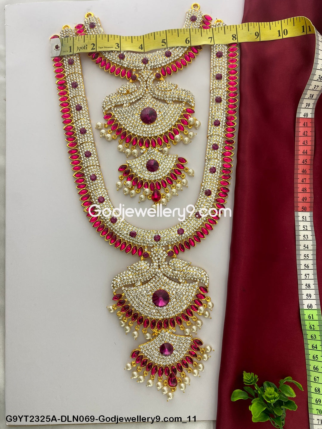 Deity Long Necklace 2 Step Hindu God Haram Jewellery Set G9YT2325A-DLN069-Godjewellery9.com 11