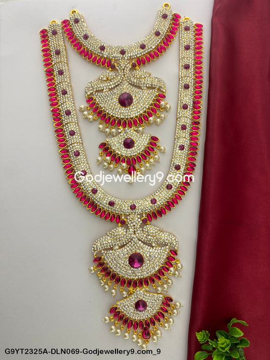 Deity Long Necklace 2 Step Hindu God Haram Jewellery Set G9YT2325A-DLN069-Godjewellery9.com 9