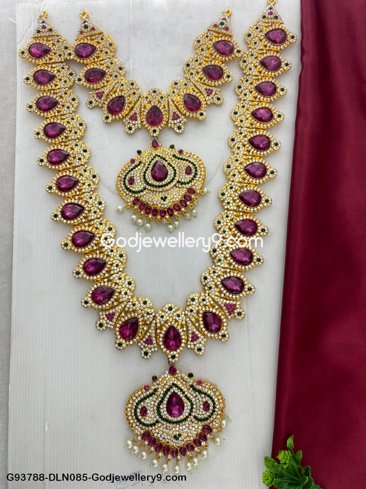 Deity Long Necklace 2 Step Hindu God Ornaments Set G93788-DLN085-Godjewellery9.com 1