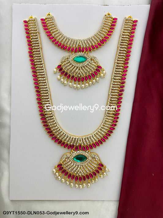 Deity Long Necklace 2 Step Jewellery Ornaments for God Idol G9YT1550-DLN053-Godjewellery9.com 1