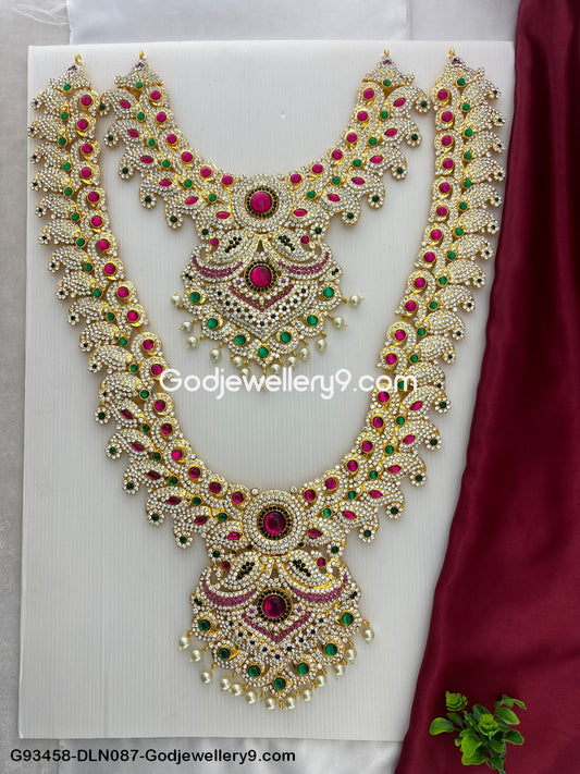 Deity Long Necklace 2 Step Jewellery for Temple Ammavari Decoration G93458-DLN087-Godjewellery9.com 1