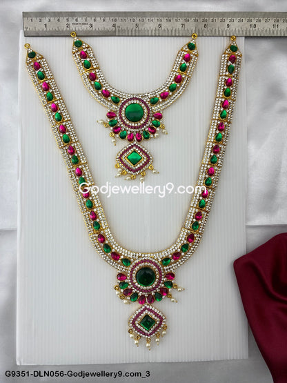 Deity Long Necklace 2 Step Lakshmi Idol Ornament G9351-DLN056-Godjewellery9.com 3