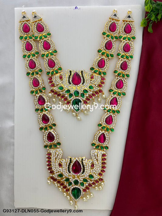 Deity Long Necklace 2 Step Murti Decoration Haram Set G93127-DLN055-Godjewellery9.com 1