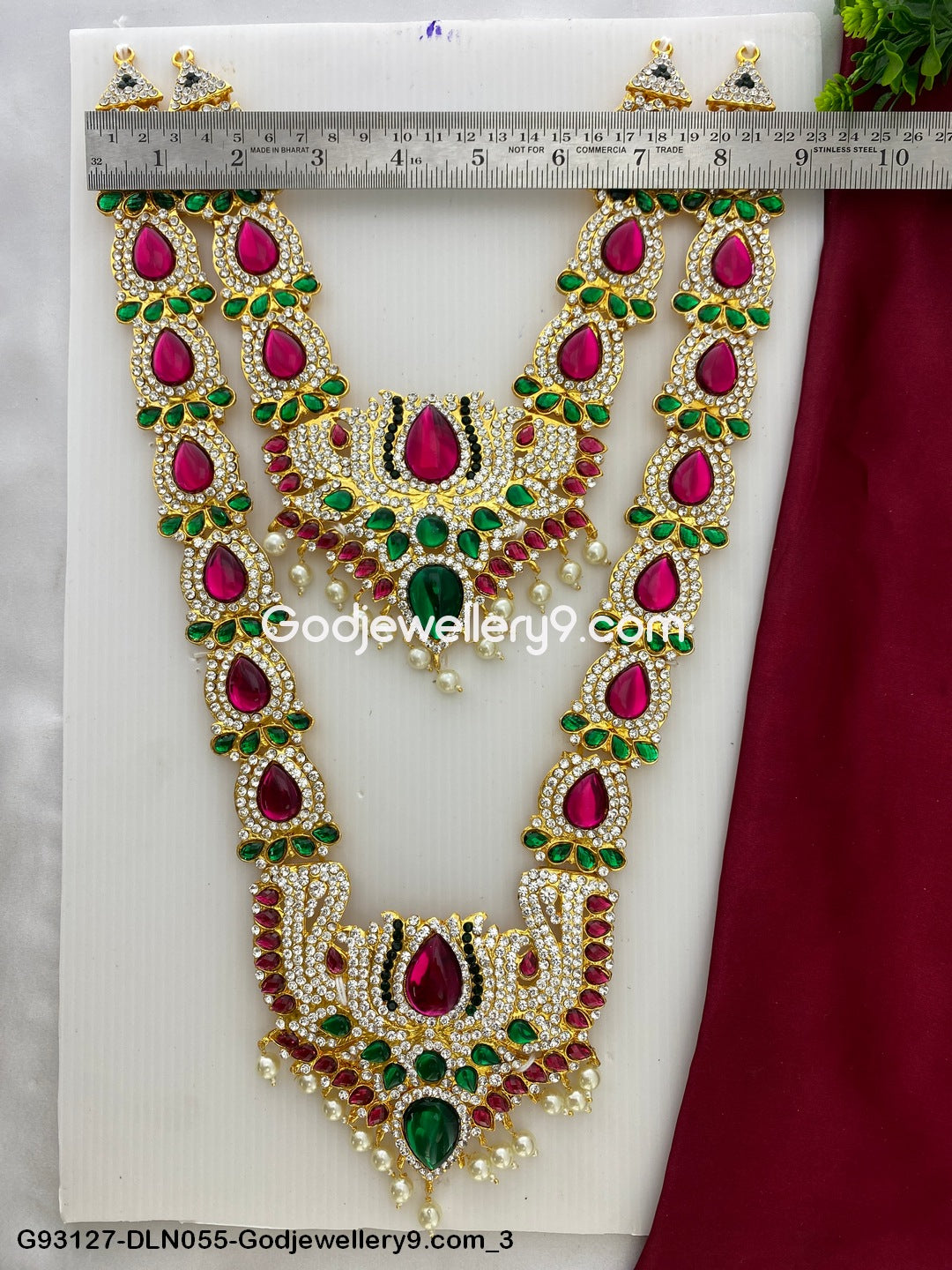 Deity Long Necklace 2 Step Murti Decoration Haram Set G93127-DLN055-Godjewellery9.com 3