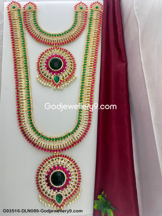 Deity Long Necklace 2 Step Murti Haram for Divine God Worship G93516-DLN089-Godjewellery9.com 1