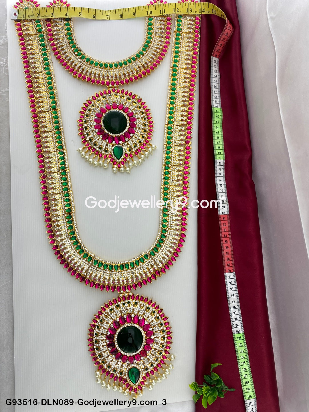 Deity Long Necklace 2 Step Murti Haram for Divine God Worship G93516-DLN089-Godjewellery9.com 3