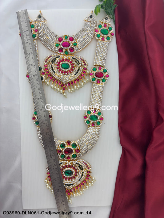 Deity Long Necklace 2 Step Temple Haram for God Statues G93960-DLN061-Godjewellery9.com 14