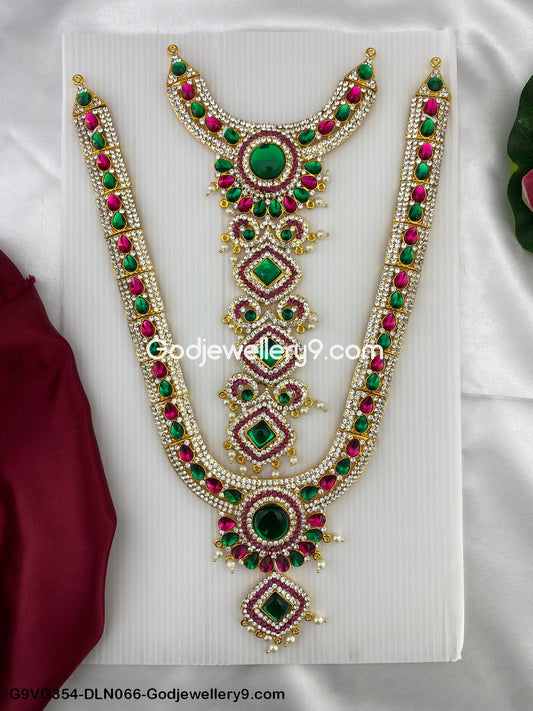 Deity Long Necklace 2 Step Traditional Jewellery for Pooja G9VG354-DLN066-Godjewellery9.com 1