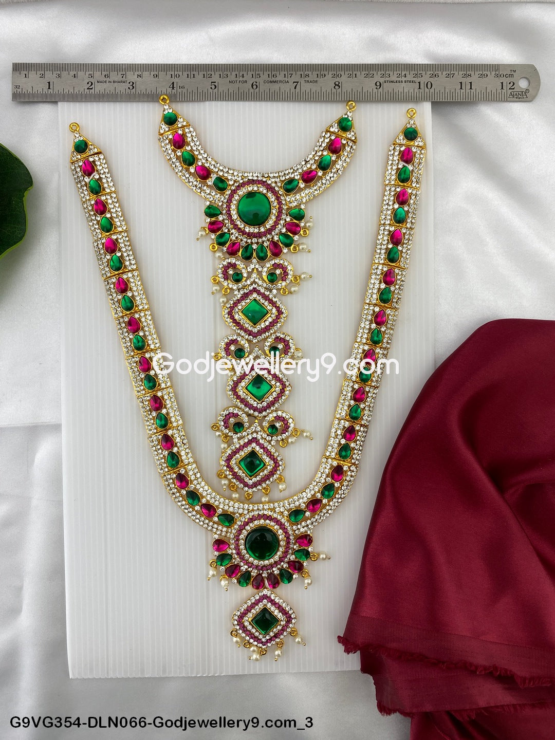 Deity Long Necklace 2 Step Traditional Jewellery for Pooja G9VG354-DLN066-Godjewellery9.com 3
